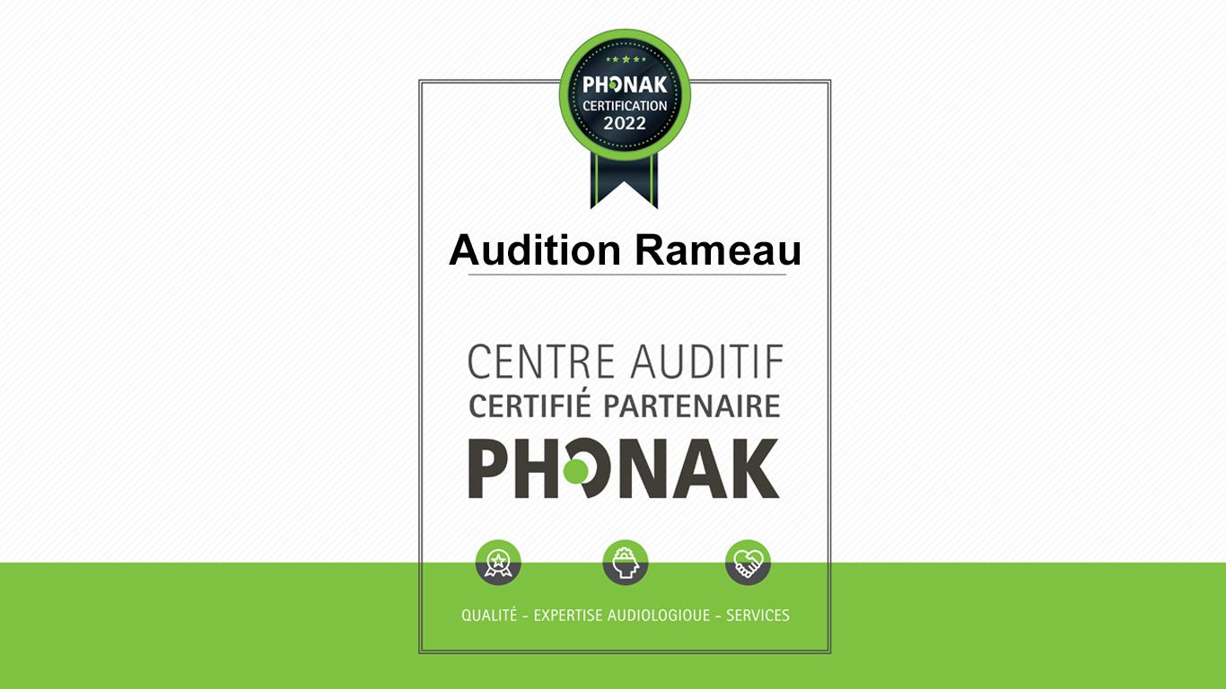 Attestation de certification du centre Audition Rameau